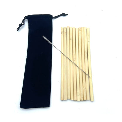10Pcs Natural Organic Reusable Bamboo Straw Set