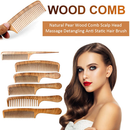 Natural Pear Wooden Wide Tooth Hair Comb