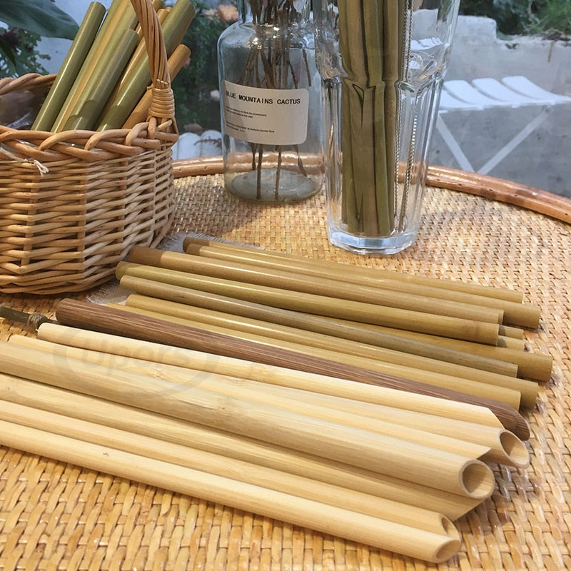 50Pcs Natural Bamboo Straw 20cm