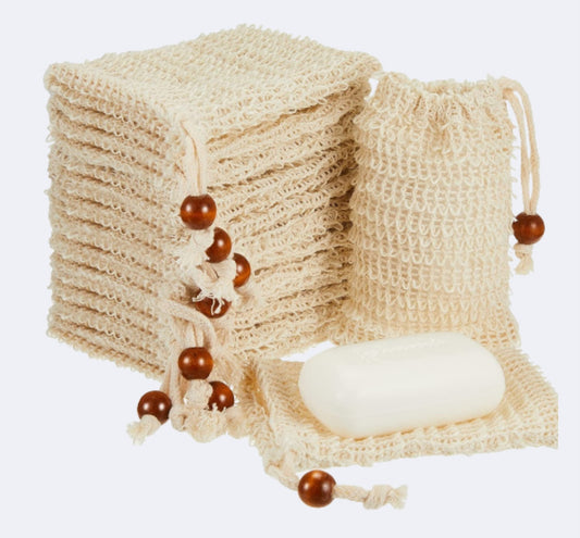 Natural Loofah Exfoliating Soap Saver Pouch Bag