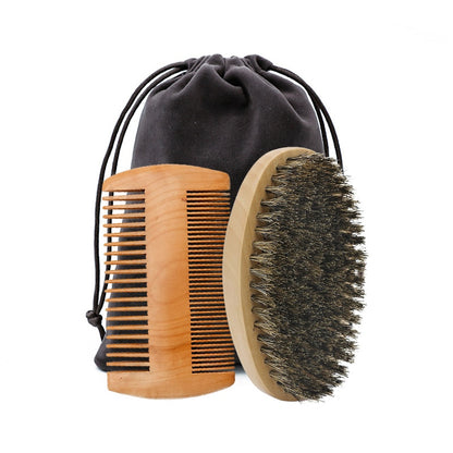 Professional Soft Boar Bristle Wood Beard Brush and Comb