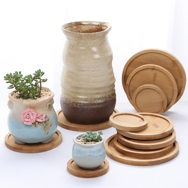 Bamboo Wood Tray/Saucer/Flower Pot/Plate