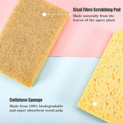 10Pcs 2-Sided Wood Pulp Cotton Dishwashing Sponge