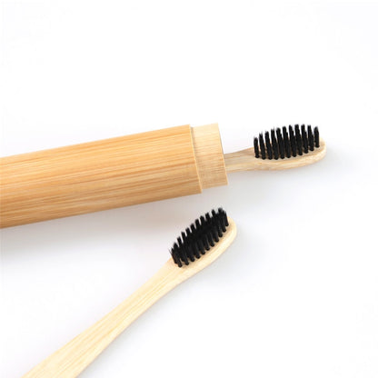 Natural Bamboo Toothbrush With Case and Stand