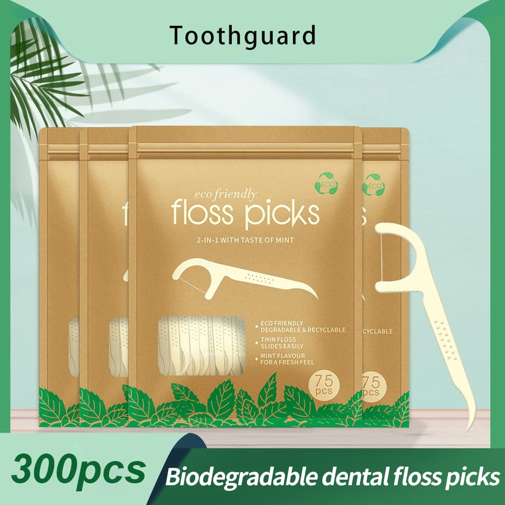 300pcs Biodegradable Dental Flosser Toothpicks